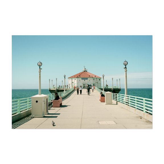Manhattan Beach Pier - Manhattan Beach California Photography Boardwalk Ocean Coastal Beach Summer Seaside Unframed Wall Art Print 32 x 48 inches
