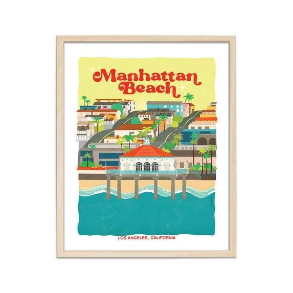 Manhattan Beach Retro Travel Poster, California Vintage Wall Art Print, Beach Surfing South Bay Wall Art, Modern Wall Decor, 12x18 UNFRAMED