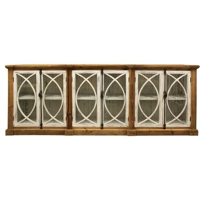 Wheatstone 113" Natural Pine Wood Sideboard with Glass Doors