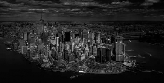 Manhattan - BirdS Eye View Canvas Art - Michael Jurek (24 x 36)