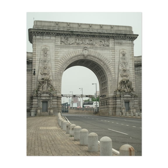 Manhattan Bridge Entrance - Manhattan New York Photography Architecture Bridge City Travel Poster Vintage Unframed Wall Art Print 6 x 8 inches