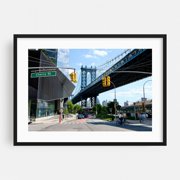 The Manhattan Bridge - Manhattan New York Photography Bridge Cityscape Bicycle Street Photography Architecture City Black Framed Wall Art Print 5 x 7 inches