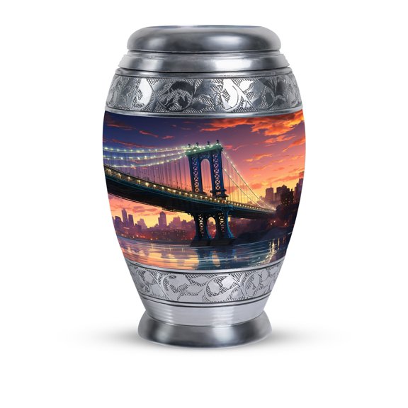 Manhattan Bridge Twilight Keepsakes For Ashes - Funeral Urns For Adult Ashes Men - Keepsakes For Ashes - Memorial Urn - Cremation Memorial (Size -3inch,1Pcs)