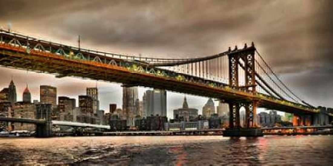 Manhattan Bridge and New York City Skyline NYC Canvas Art - Vadim Ratsenskiy (10 x 20)