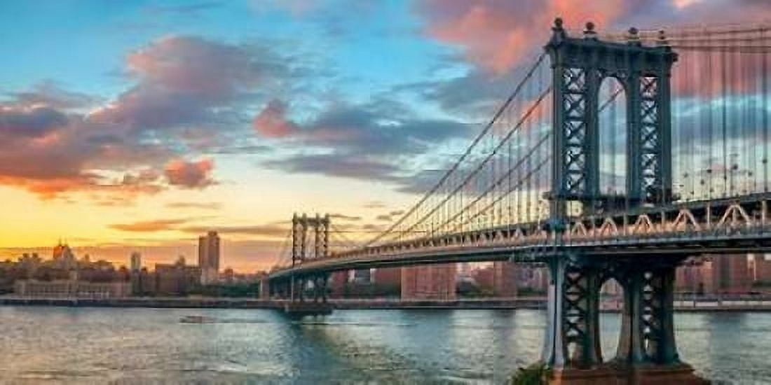 Manhattan Bridge at sunset NYC Canvas Art - Anonymous (10 x 20)