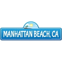 Manhattan CA California Beach Street Sign | Indoor/Outdoor | Surfer Ocean Lover Décor For Beach House Garages Living Rooms Bedroom | Signmission Personalized Gift