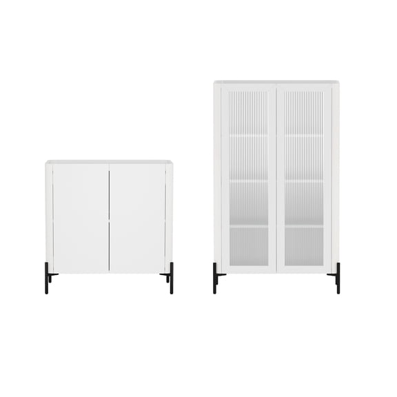 Abbey Modern 2-Piece Accent Storage Cabinets in White