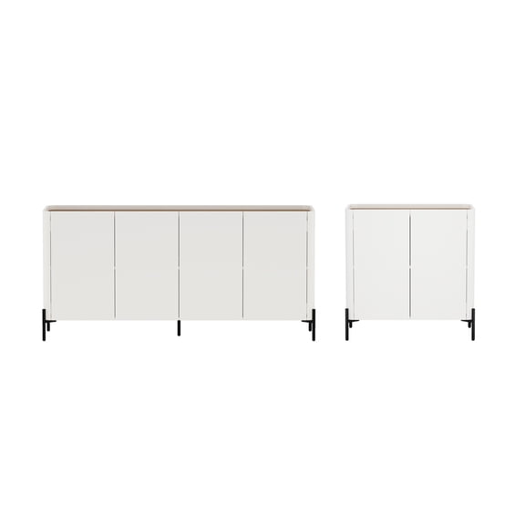 Abbey Modern 2-Piece Buffet and Accent Cabinet in Maple and Off White