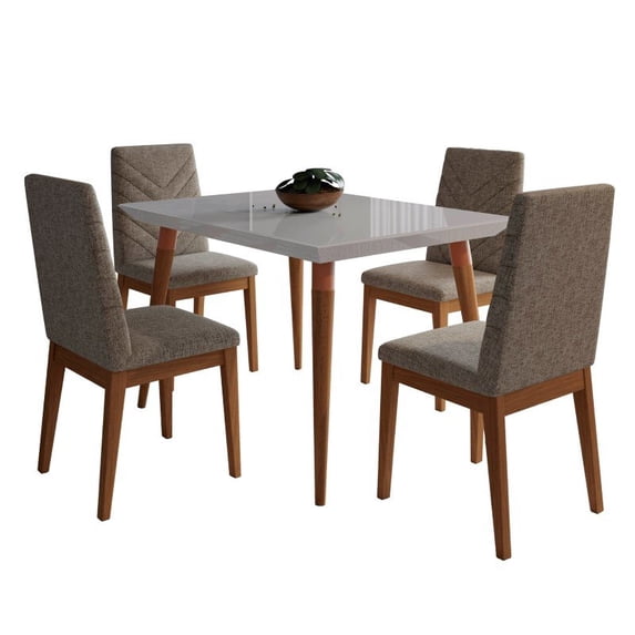 Manhattan Comfort Utopia and Catherine 5 Piece Dining Set in Off White