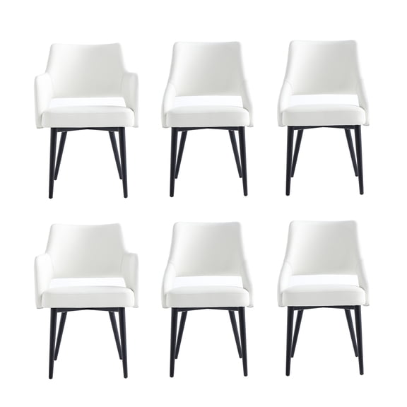6-Piece Tremont White Leatherette Dining Chair with Metal Legs