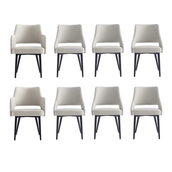 8-Piece Tremont Stone Leatherette Dining Chair with Metal Legs