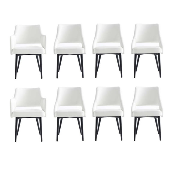 8-Piece Tremont White Leatherette Dining Chair with Metal Legs