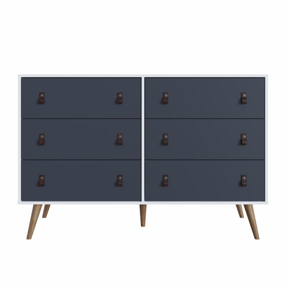 Manhattan Comfort Amber Double Dresser with Faux Leather Handles
