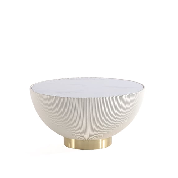 Manhattan Comfort Anderson Coffee Table with Steel Frame in Cream
