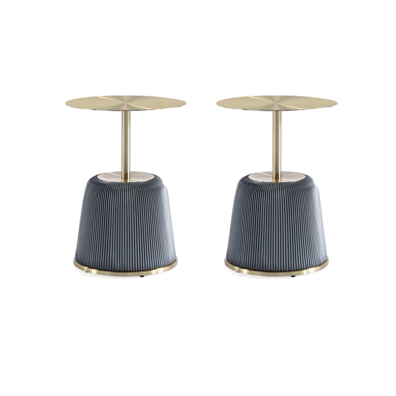 Manhattan Comfort Anderson End Table 1.0 with Steel Frame in Gray - Set of 2