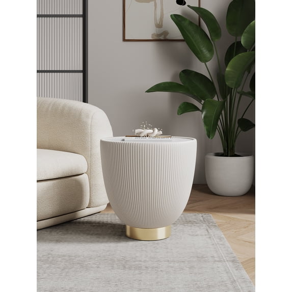 Manhattan Comfort Anderson End Table 2.0 with Steel Frame in Cream