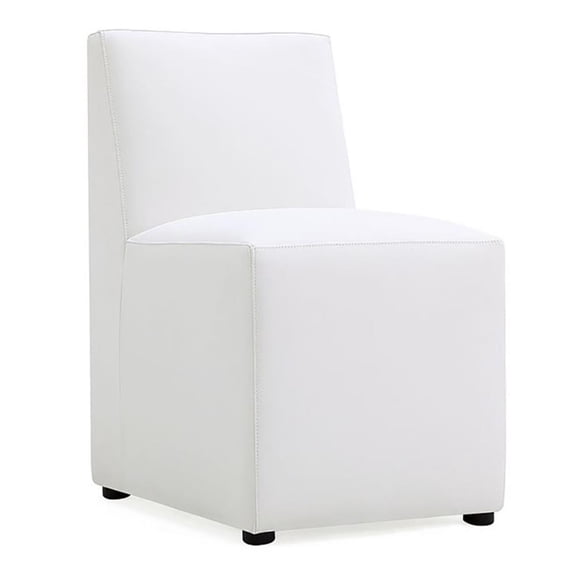 Manhattan Comfort Anna 19.69" Square Faux Leather Dining Chair in Cream