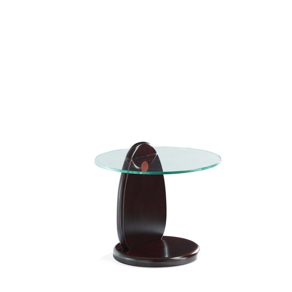 Manhattan Comfort Artesia Modern End Table with Solid Wood Base - Dark Walnut