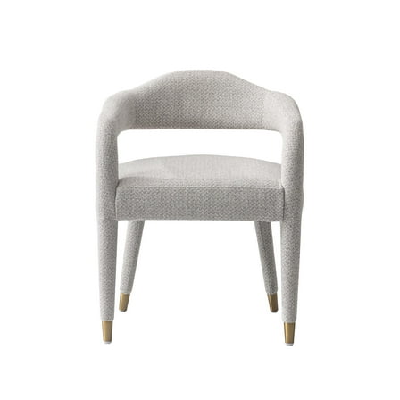 Manhattan Comfort Aspen Dining Armchair with Solid Wood Frame in Silver Lining
