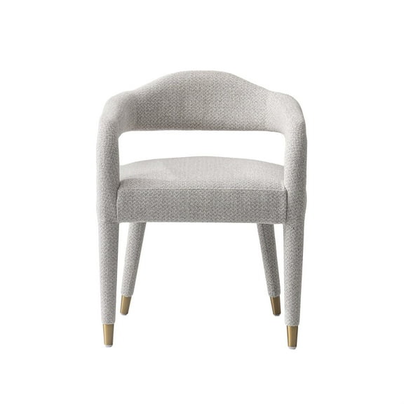 Manhattan Comfort Aspen Dining Armchair with Solid Wood Frame in Silver Lining
