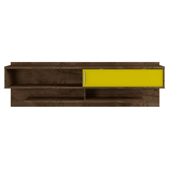 Manhattan Comfort Astor 21"H Wood Floating Entertainment Center in Brown/Yellow
