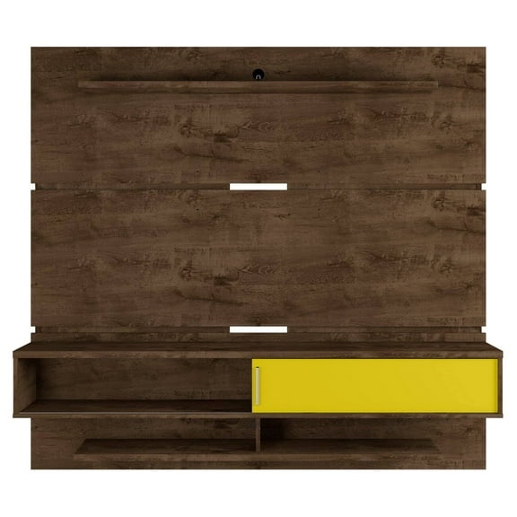 Manhattan Comfort Astor 71" Wood Floating Entertainment Center in Brown/Yellow