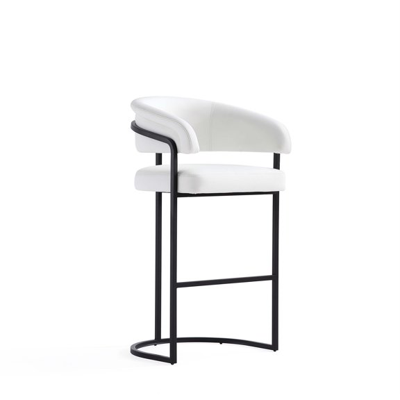 Manhattan Comfort Augusta Barstool with Metal Base in White