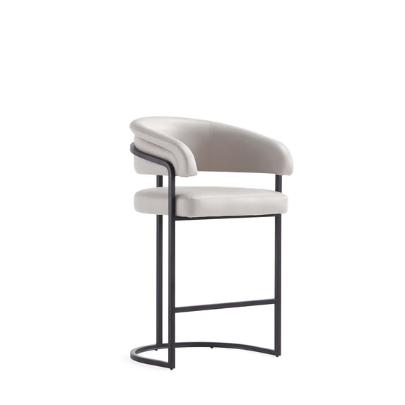 Manhattan Comfort Augusta Counter Stool with Metal Base in Light Gray