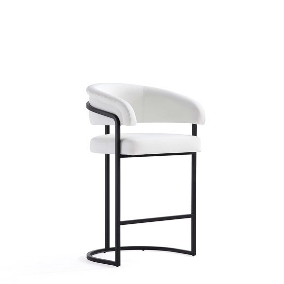 Manhattan Comfort Augusta Counter Stool with Metal Base in White