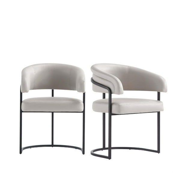 Manhattan Comfort Augusta Dining Chair with Metal Base in Light Gray - Set of 2