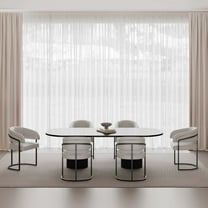 Manhattan Comfort Augusta Dining Chair with Metal Base in Light Gray (Set of 6)