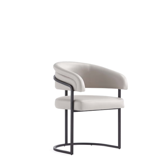Manhattan Comfort Augusta Dining Chair with Metal Base in Light Grey