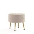 thumbnail image 1 of Manhattan Comfort Bailey Ottoman in Oatmeal with Solid Wood Base & Gold Feet, 1 of 10