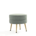 thumbnail image 1 of Manhattan Comfort Bailey Ottoman in Sage Green with Solid Wood Base & Gold Feet, 1 of 10