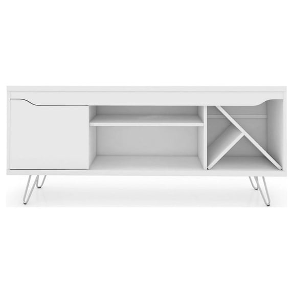 Manhattan Comfort Modern Baxter 54" Wine Rack TV Stand in White Engineered Wood