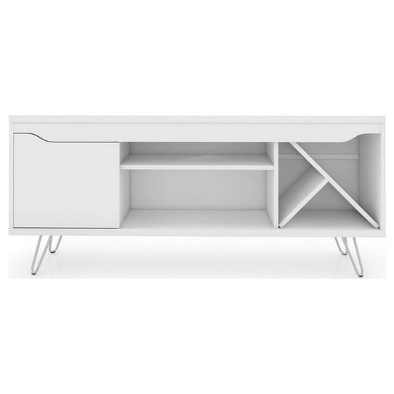 Manhattan Comfort Modern Baxter 54" Wine Rack TV Stand in White Engineered Wood