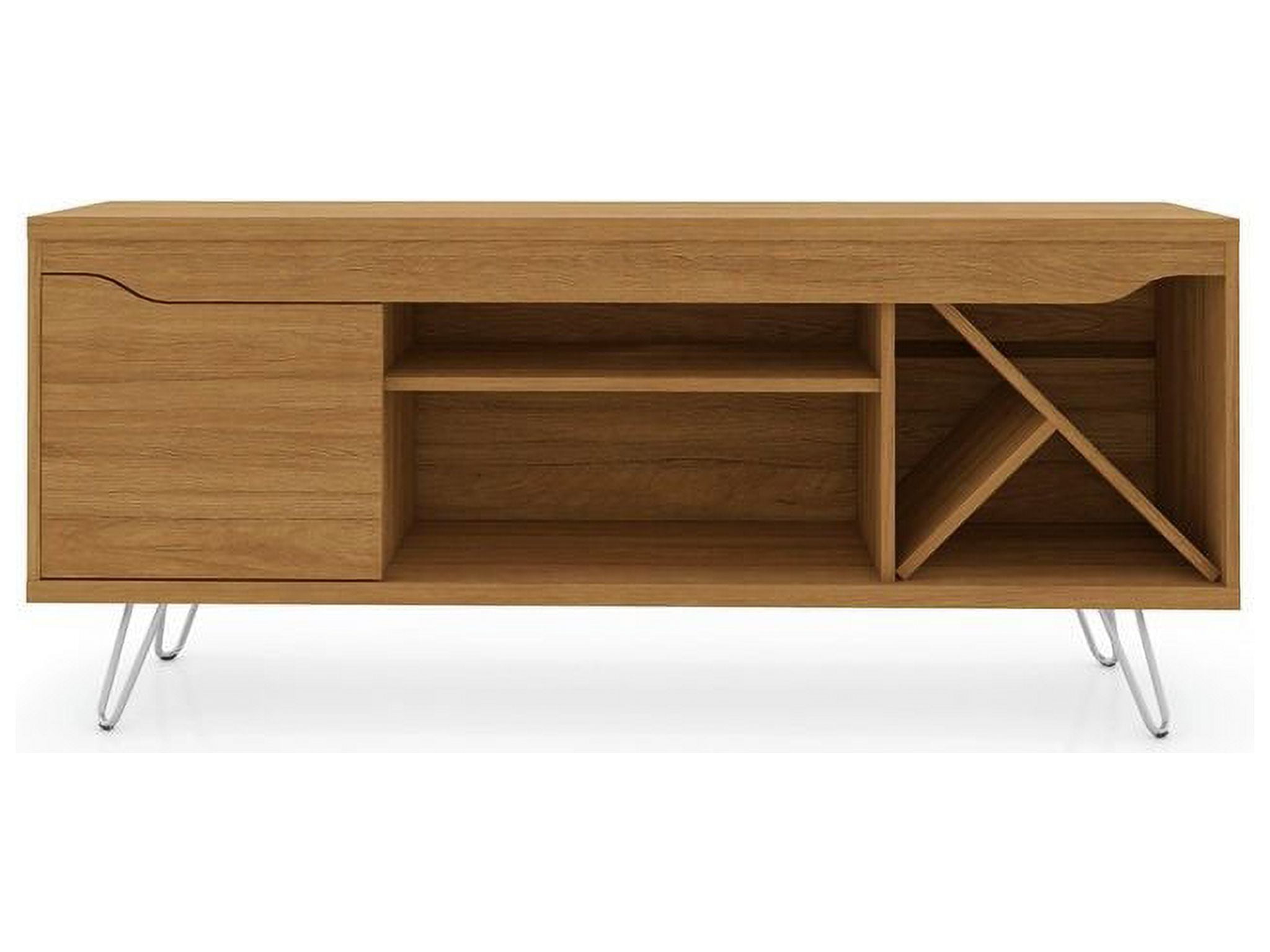 Baxter 54" White Mid-Century Modern TV Stand with Wine Cabinet