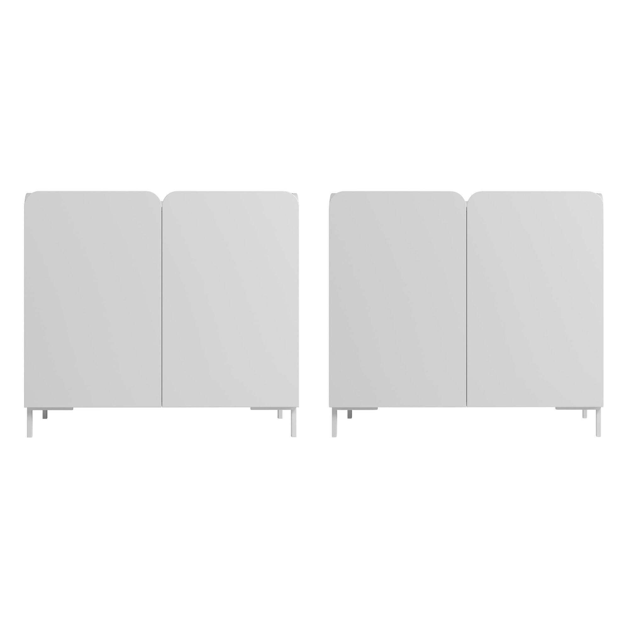 Bogardus White Mid-Century Modern Accent Cabinets Set of 2 with Metal Legs
