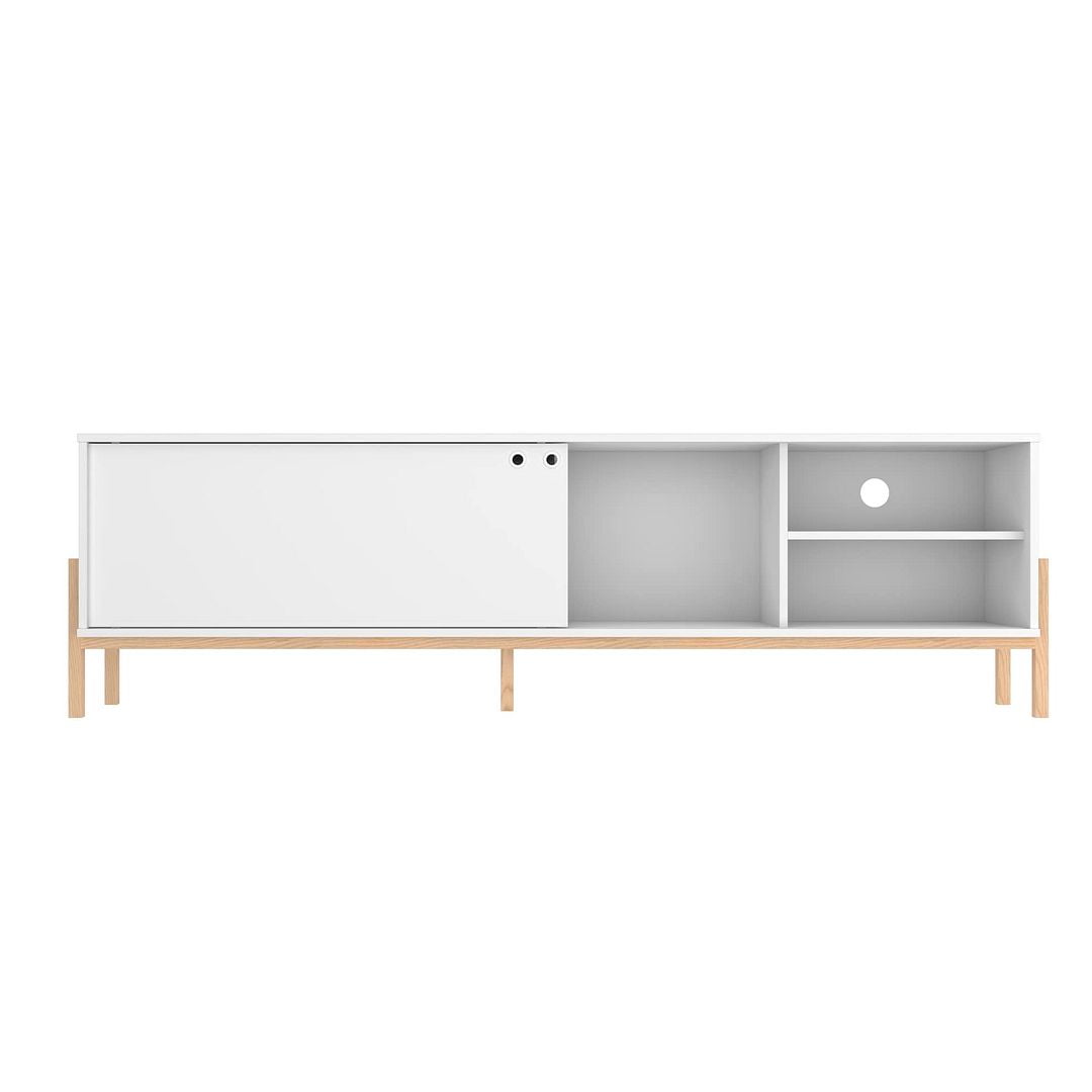 Mid-Century Classic White and Oak TV Stand with Cabinet - 73in