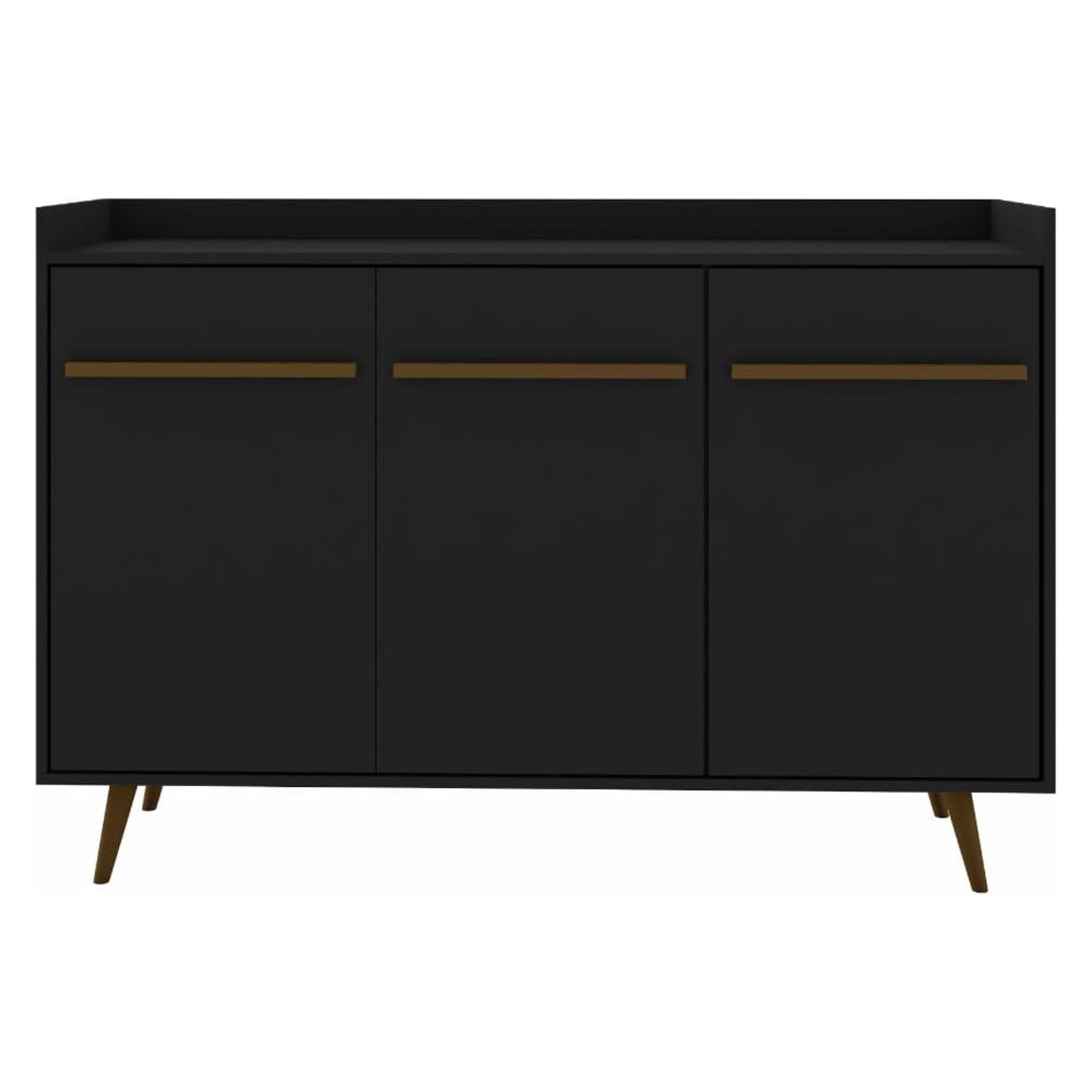 Bradley Black Wood Mid-Century Modern Buffet Stand with Splayed Legs