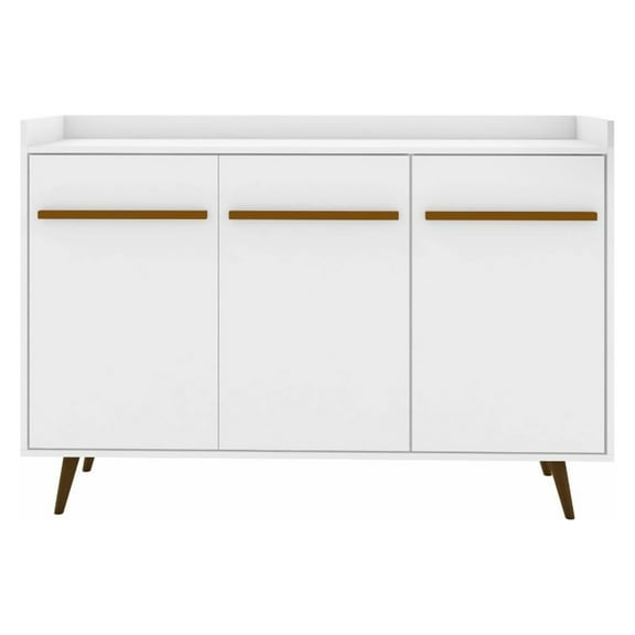 Manhattan Comfort Bradley 4 Shelves Wood Buffet Stand in White