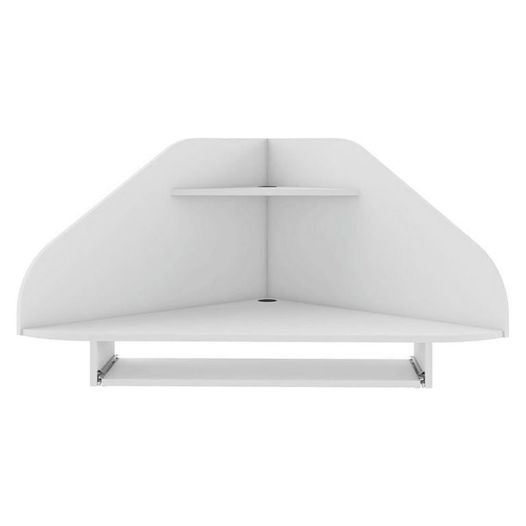 Manhattan Comfort Bradley Floating Corner Desk with Keyboard Shelf in White
