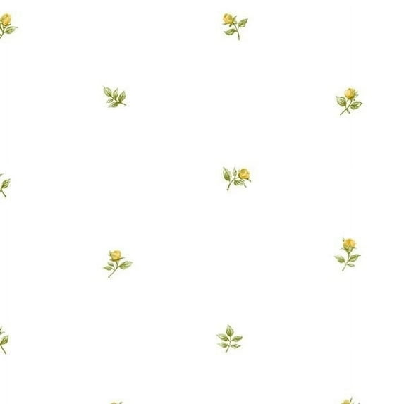Manhattan Comfort Bristol 32.7 Ft. x 20.5 In. Vinyl Yellow Tiny Buds Wallpaper Covering