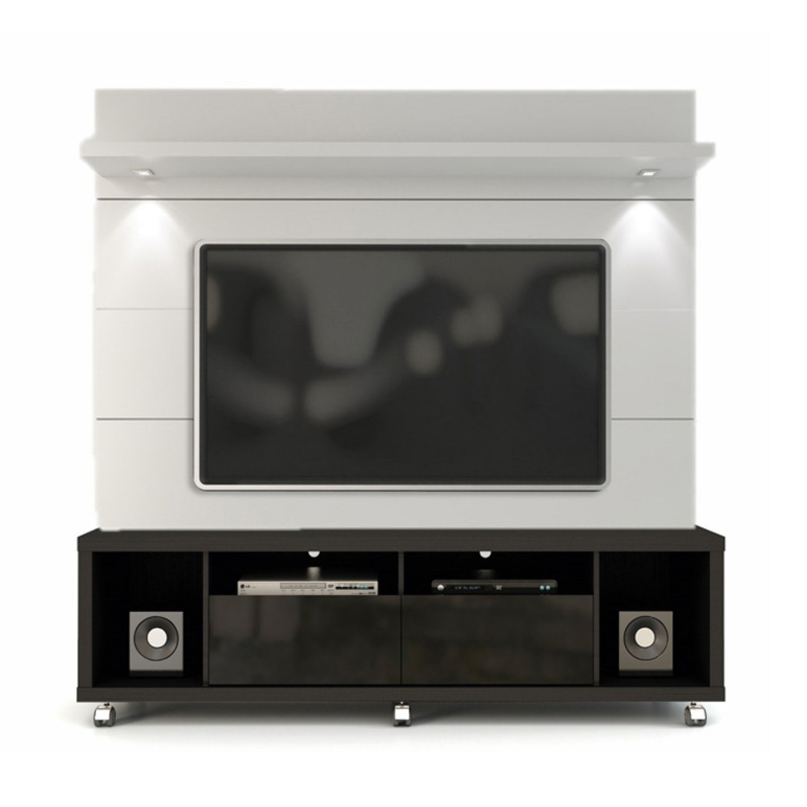 Manhattan Comfort Cabrini TV Stand and Wall TV Panel White Gloss