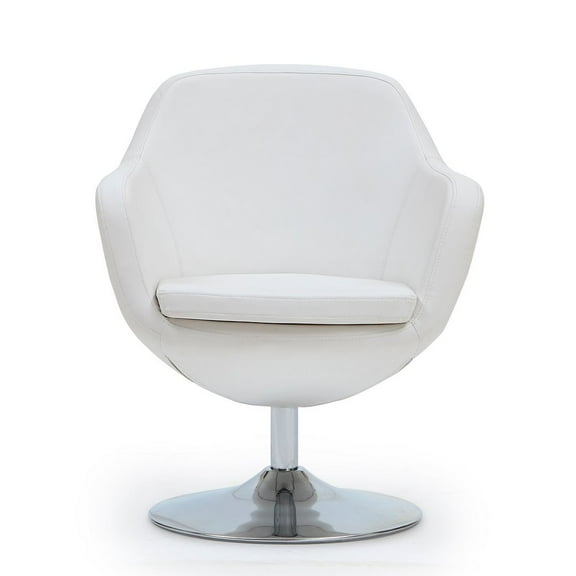 Manhattan Comfort Caisson Faux Leather Swivel Accent Chair in White