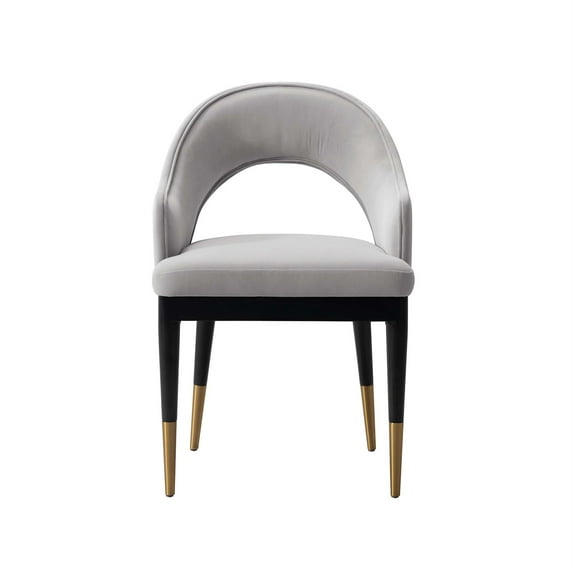 Manhattan Comfort Carrington Dining Armchair with Solid Wood Frame in Light Gray