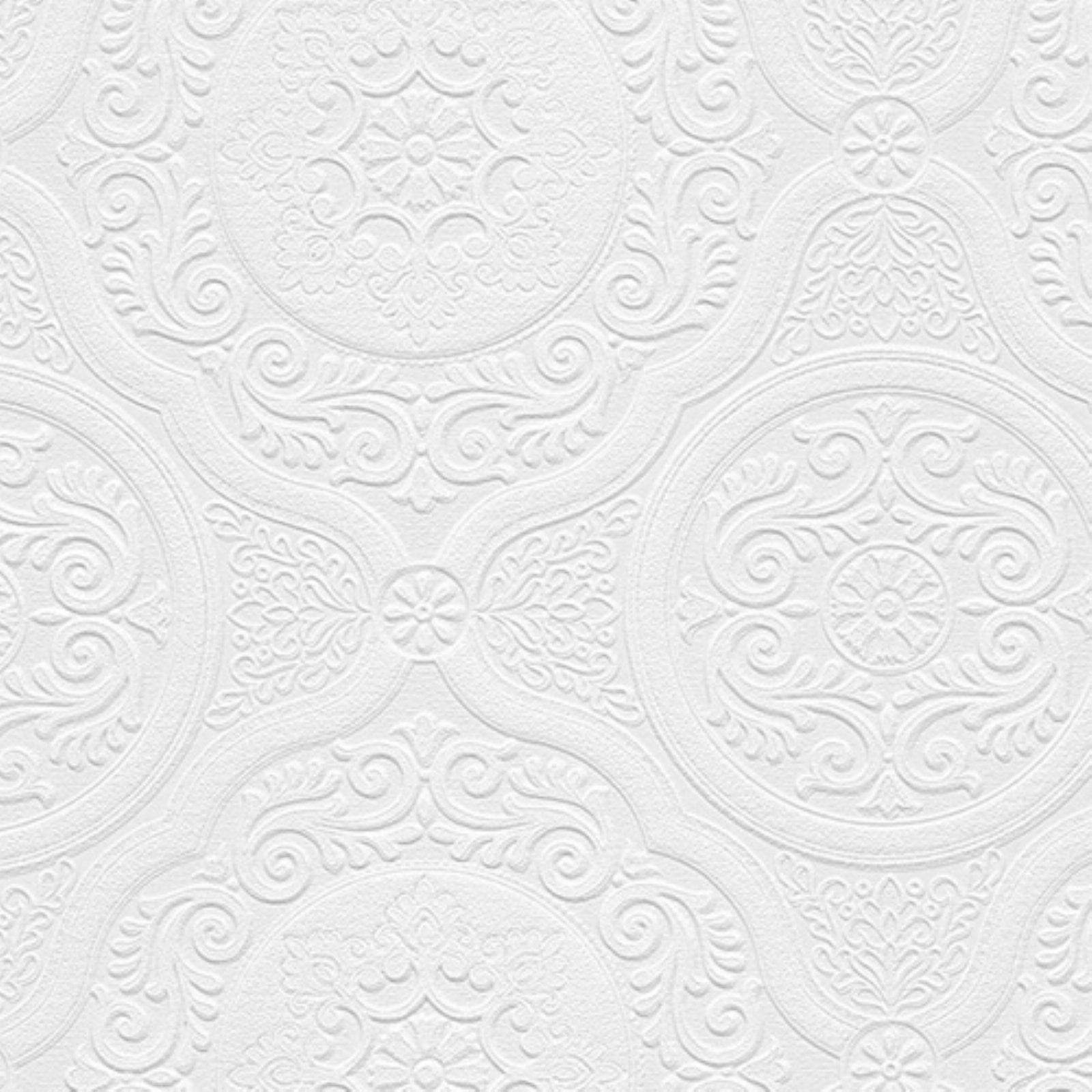Carter White Textured Paintable Vinyl Wallpaper Roll