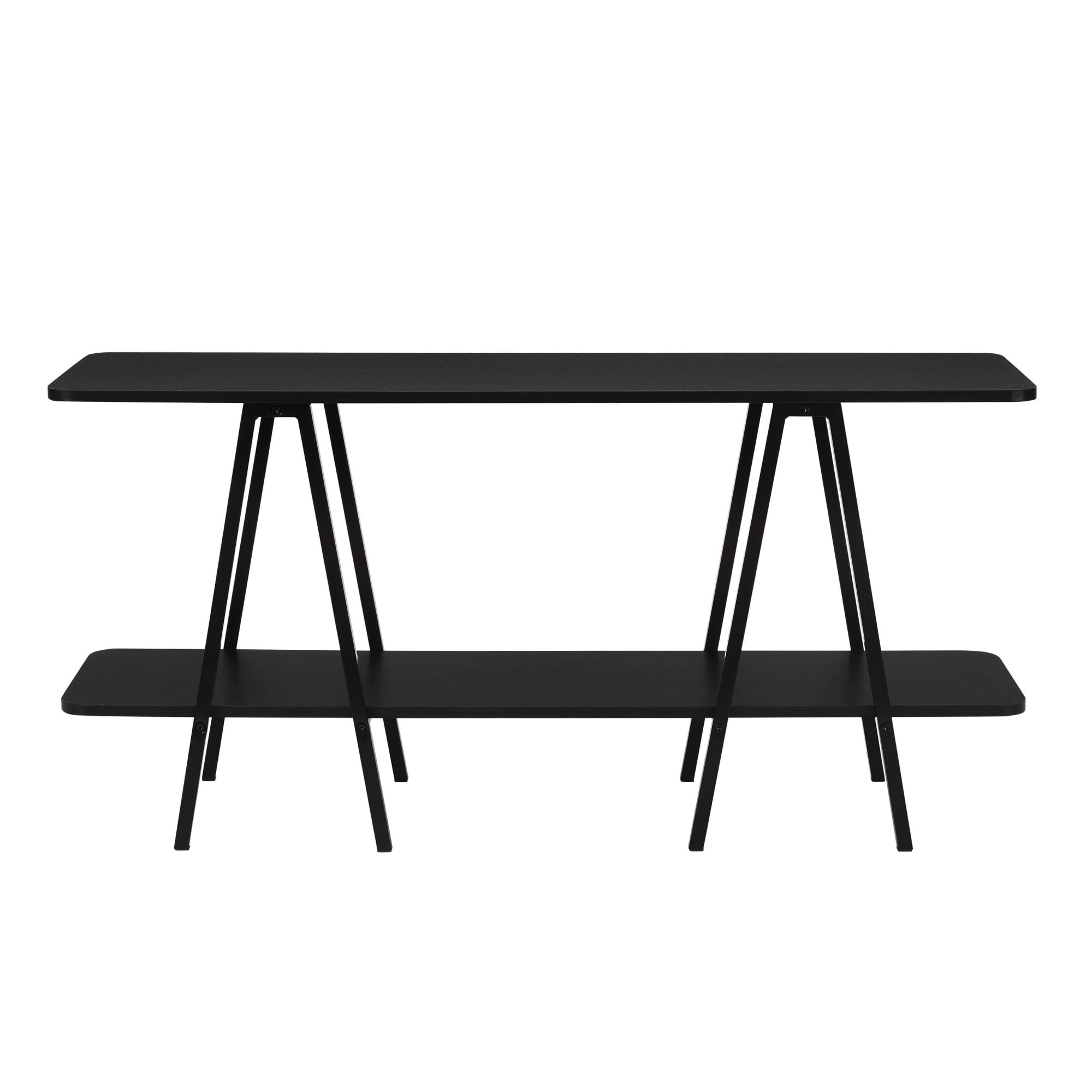 Celine Black Modern Console Table with Two Shelves