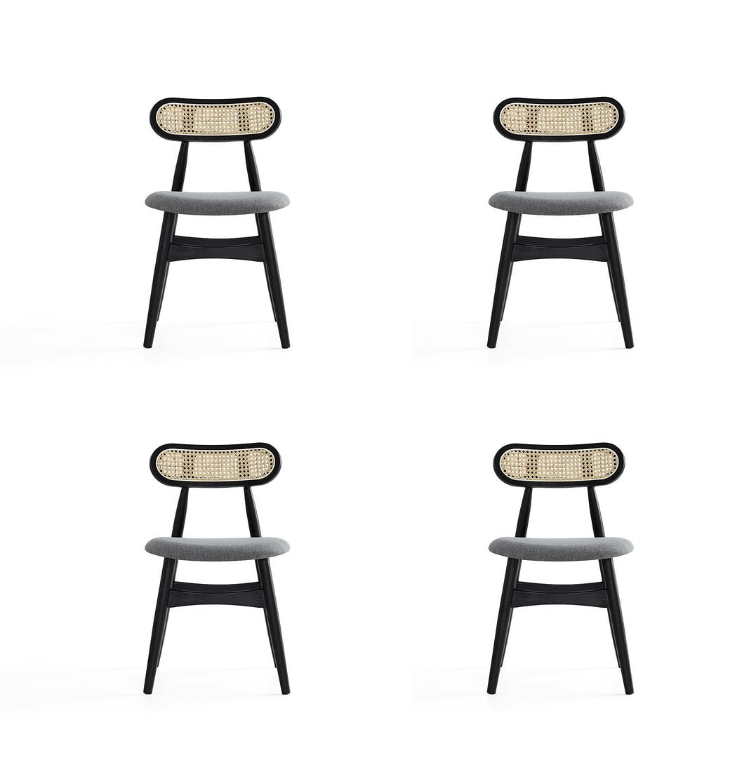 Colbert High-Back Black Wood and Cane Side Chair