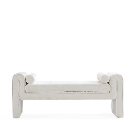 Manhattan Comfort Concord Bench with Solid Wood Frame in Ivory